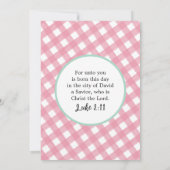 Pastel Aquarellbäume Rosa Karierte Weihnachtskarte Ankündigung (Rückseite)