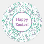 Pastel Aquarellfarben Äste violett und grün Ostern Runder Aufkleber (Vorderseite)
