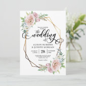 Pastel Aquarellfarben, geometrische Rahmen Hochzei Einladung (Stehend Vorderseite)