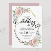 Pastel Aquarellfarben, geometrische Rahmen Hochzei Einladung (Vorne/Hinten)