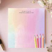 Pastel Aquarellfarbene Stifte Personalisiert Notizblock