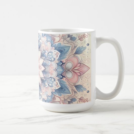 Pastel Arabesque Mandala Art Latte Mug  Kaffeetasse (Rechts)