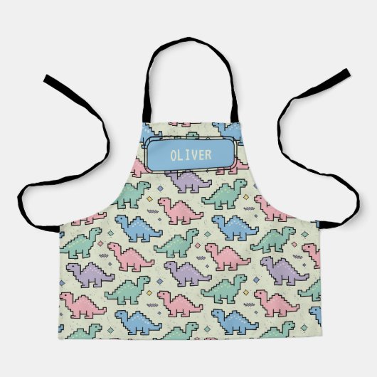 Pastel Arcade Dinosaur Pixel Silhouette Muster Schürze (Vorderseite)