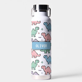 Pastel Arcade Dinosaur Pixel Silhouette Muster Trinkflasche