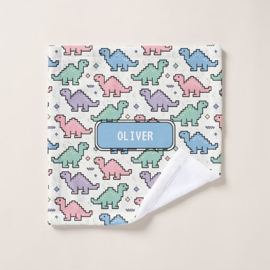 Pastel Arcade Dinosaur Pixel Silhouette Muster Waschlappen (Waschlappen)