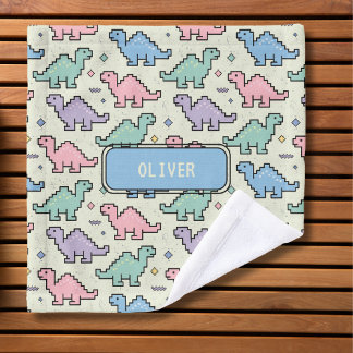 Pastel Arcade Dinosaur Pixel Silhouette Muster Waschlappen