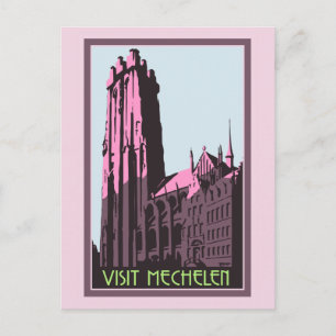 Pastel art Deko besucht Mechelen Belgien Reiseanze Postkarte