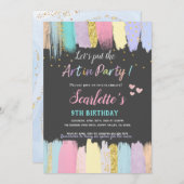 Pastel Art Malerei Party Girl Einladung (Vorne/Hinten)