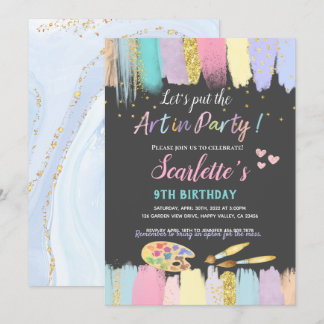 Pastel Art Malerei Party Girl Einladung