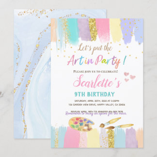 Pastel Art Malerei Party Girl Einladung
