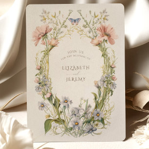 Pastel Art Nouveau Wildblume Hochzeit Einladung