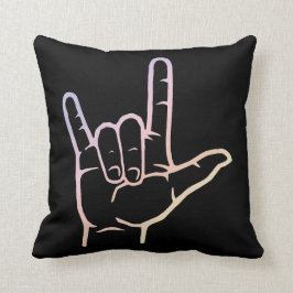 Pastel ASL I Liebe You Throw Kissen