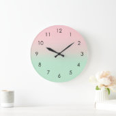 Pastel Ästhetik Ombre Gradient Pink Minze Green  Große Wanduhr (Zuhause)