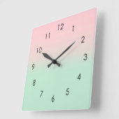 Pastel Ästhetik Ombre Gradient Pink Minze Green   Quadratische Wanduhr (Winkel)
