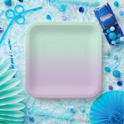 Pastel ästhetische Minze und Lilac Gradient Ombre Pappteller (Party)