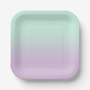 Pastel ästhetische Minze und Lilac Gradient Ombre Pappteller