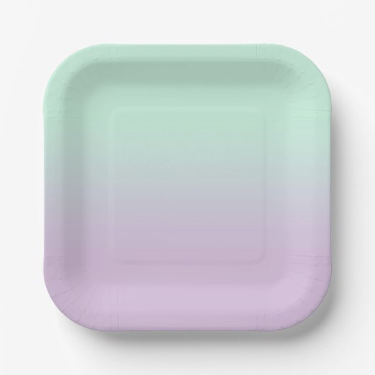 Pastel ästhetische Minze und Lilac Gradient Ombre Pappteller (Vorderseite)