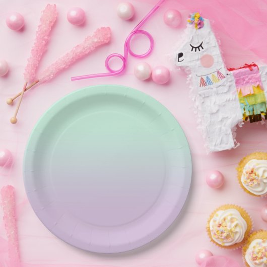 Pastel ästhetische Minze und Lilac Gradient Ombre Pappteller (Party)