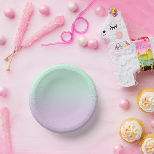 Pastel ästhetische Minze und Lilac Gradient Ombre Pappteller (Party)