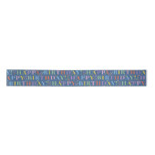 Pastel auf Blue Happy Birthday Text mit Confetti Satinband (Vorderseite)