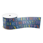 Pastel auf Blue Happy Birthday Text mit Confetti Satinband (Spule)