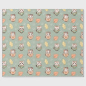 Pastel Autumn Cats in Mugs Pattern Geschenkpapier (Flach)