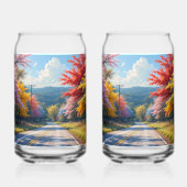 Pastel Autumn Country Road Watercolor Dosenglas (Rückseite)