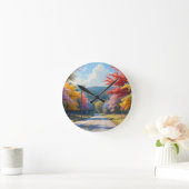 Pastel Autumn Country Road Watercolor Runde Wanduhr (Zuhause)