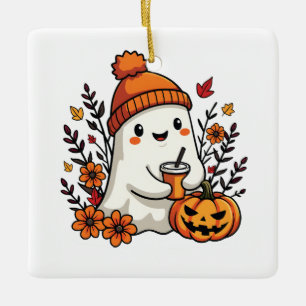 Pastel Autumn Kawaii Ghost Fall Pumpkin Gewürz Keramikornament