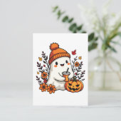 Pastel Autumn Kawaii Ghost Fall Pumpkin Gewürz Postkarte (Stehend Vorderseite)
