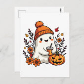 Pastel Autumn Kawaii Ghost Fall Pumpkin Gewürz Postkarte (Vorne/Hinten)