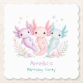 Pastel-Axolotl-Geburtstagsfeier Untersetzer (Vorderseite)