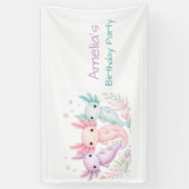 Pastel-Axolotl-Geburtstagsfeier Willkommen Banner (Vertikal)
