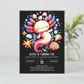 Pastel Axolotl Modern Geburtstag Einladung (Stehend Vorderseite)