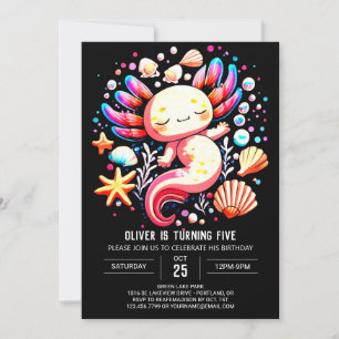 Pastel Axolotl Modern Geburtstag Einladung