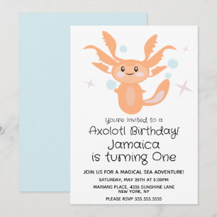 Pastel-Axolotl-Ozean-Kreatur 1. Geburtstagsfeier  Einladung