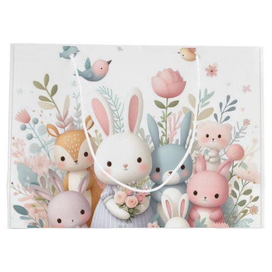 Pastel Baby Animals Baby Dusche New Baby Geschenkt Große Geschenktüte (Rückseite)