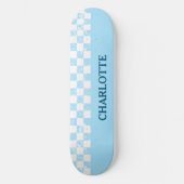 Pastel Baby Blue Checkered Skateboard (Vorderseite)