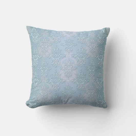 Pastel Baby Blue Damask Kissen (Vorderseite)