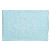 Pastel Baby Blue Double Damask Muster Kissenbezug (Rückseite-Links)