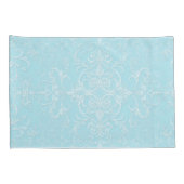 Pastel Baby Blue Double Damask Muster Kissenbezug (Rückseite-Rechts)
