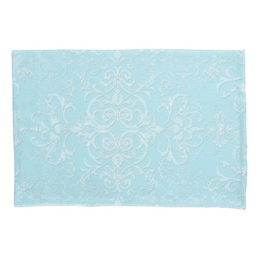 Pastel Baby Blue Double Damask Muster Kissenbezug (Vorderseite-Links)