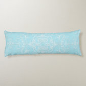 Pastel Baby Blue Double Damask Muster Seitenschläferkissen (Rückseite)