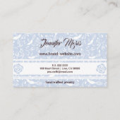 Pastel Baby Blue Floral Birnen Trendy Monogram Visitenkarte (Rückseite)