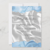 Pastel Baby Blue Silver Agate White Silk Wedding Einladung (Vorderseite)