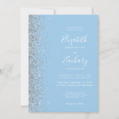 Pastel Baby Blue Silver Glitzer Einladung Hochzeit (Vorderseite)