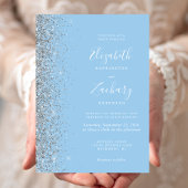 Pastel Baby Blue Silver Glitzer Einladung Hochzeit