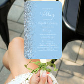 Pastel Baby Blue Silver Glitzer Wedding Program Fächer