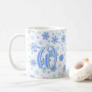 Pastel Baby Blue Snowflake Elegante Custom Monogra Kaffeetasse