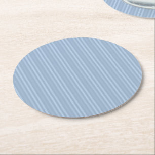 Pastel Baby Blue Vertical Stripes Runder Pappuntersetzer